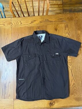 Dickies Short-Sleeve Work Shirt dark chocolate brown button down short sleeve